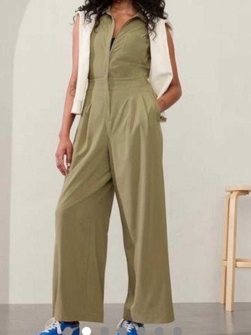 NEW Athleta Brooklyn Heights Wide Leg Jumpsuit Size 16T Olive Athleisure Utility - Picture 6 of 16